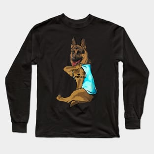 Funny German Shepherd Dog I Love Mother Tattoo T-Shirt Long Sleeve T-Shirt